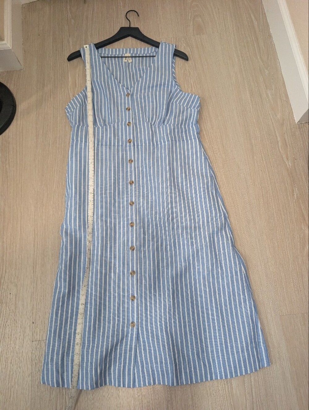 Pact Organic Canopy Linen Blend Button-Front Midi Dress In Bondi Stripe - Picture 13 of 16